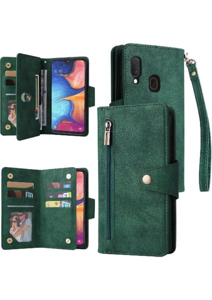 Samsung Galaxy A20E Manyetik Deri Fermuar Cüzdan Kapak ile (Yurt Dışından)