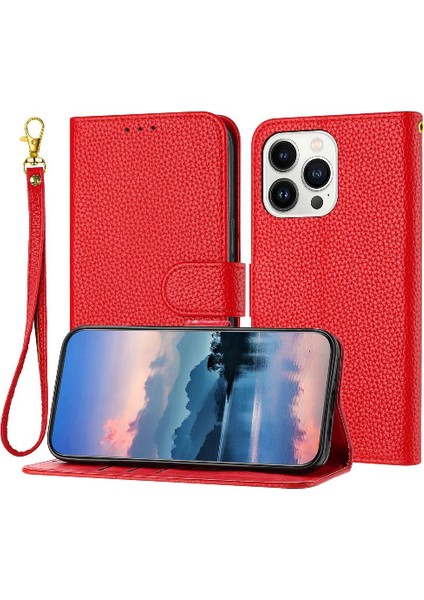 Iphone 13 Için Telefon Kılıfı Pro Max Cüzdan Pu Deri Kart Yuvaları Tutucu Litch (Yurt Dışından)