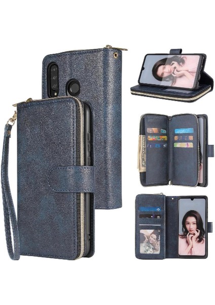 Huawei P30 Lite Için Kılıf ile 9 Kart Yuvaları ile Fermuarlı Cebi Cüzdan Durumda (Yurt Dışından)