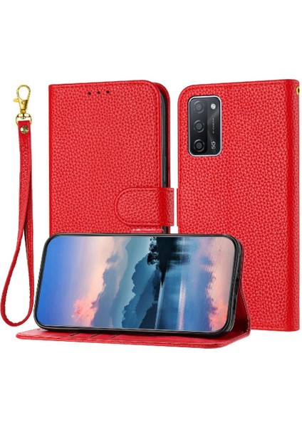 Telefon Kılıfı Için Oppo Oppo 5g Pu Deri Cüzdan Kart Yuvaları Tutucu Litchi Flip (Yurt Dışından)