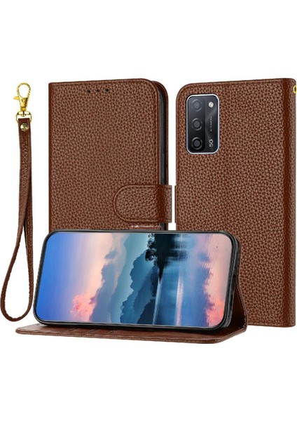 Telefon Kılıfı Için Oppo Oppo 5g Pu Deri Cüzdan Kart Yuvaları Tutucu Litchi Flip (Yurt Dışından)