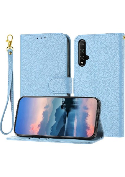 Telefon Kılıfı Için Huawei Nova 5t Kart Yuvaları Tutucu Pu Deri Cüzdan Litchi (Yurt Dışından)