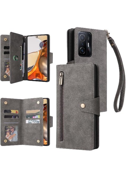 Xiaomi 11T/11T Pro Fermuar Cüzdan Kapak Manyetik Deri Kart (Yurt Dışından)