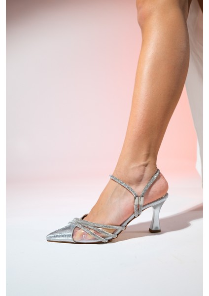 Lavıe Gümüş Desenli Şerit Taşlı Kadın Abiye Ayakkabı fırsatları