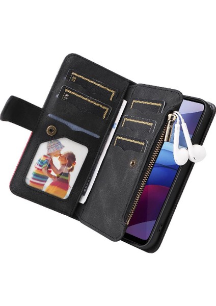 Motorola G Güç 2021 Fermuar Cüzdan Tarzı Kickstand Koruyucu Kılıf (Yurt Dışından)
