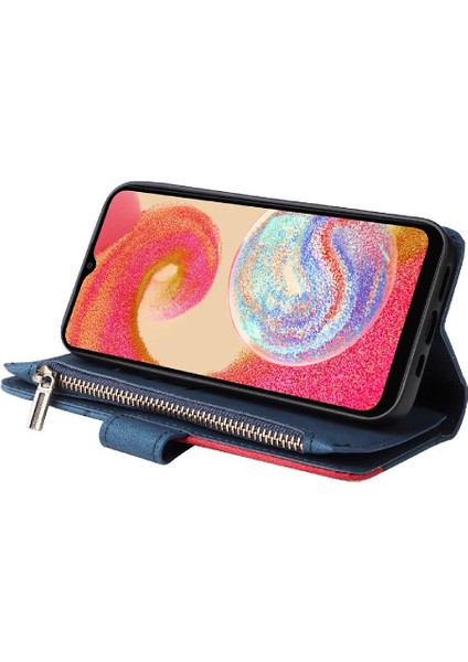 Kart Yuvası Standı Dokuz Kart Yuvaları Fermuar ile Samsung Galaxy A04E Için Kılıf (Yurt Dışından)