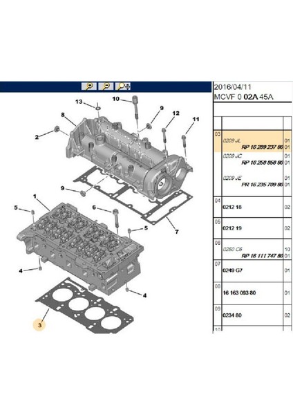 Silindir Kapak Conta 1,3 0,72MM Bipper Nemo Fiorino (1628923780)
