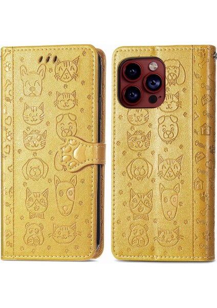 Iphone 15 Için Kılıf Promax Deri Kılıf Kısa Kayış Kapak Kapak Karikatür (Yurt Dışından)