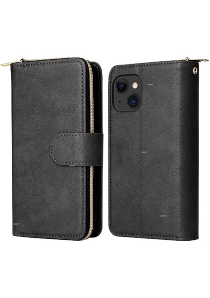 Iphone 15 Için Kılıf Kart Tutucu Fermuar Cep Cüzdan Kılıf 9 Kart Yuvaları ile (Yurt Dışından)