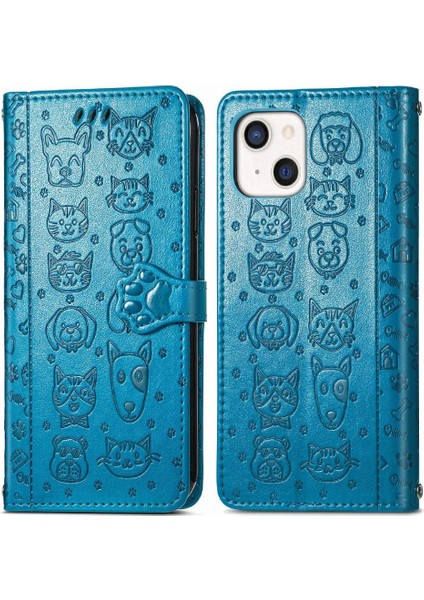 Iphone 13 Mini Deri Kılıf Kapak Kapak Darbeye Karikatür Kısa (Yurt Dışından)