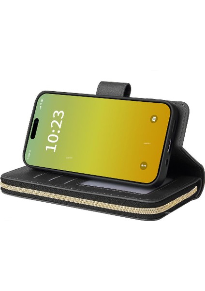 Iphone 15 Için Kılıf Kart Tutucu Fermuar Cep Cüzdan Kılıf 9 Kart Yuvaları ile (Yurt Dışından) indirimleri