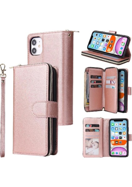 Iphone 11 Için Kılıf Pro Max Fermuar Cep Flip Kapak ile El Kayışı Cüzdan (Yurt Dışından)
