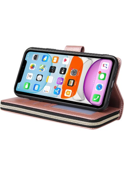 Iphone 11 Için Kılıf Pro Max Fermuar Cep Flip Kapak ile El Kayışı Cüzdan (Yurt Dışından)