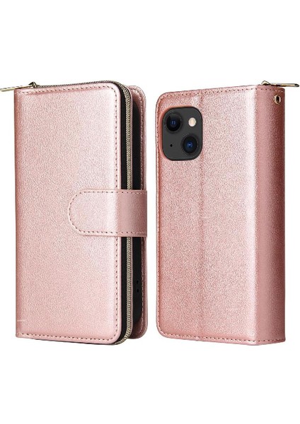 Iphone 15 Için Kılıf Kart Tutucu Fermuar Cep Cüzdan Kılıf 9 Kart Yuvaları ile (Yurt Dışından)