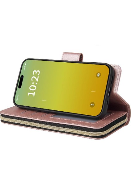 Iphone 15 Için Kılıf Kart Tutucu Fermuar Cep Cüzdan Kılıf 9 Kart Yuvaları ile (Yurt Dışından) indirimleri