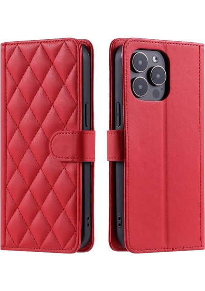 Telefon Kılıfı Için iphone 14 Pro Manyetik El Kayışı Kafes Flip Folio Kart (Yurt Dışından)