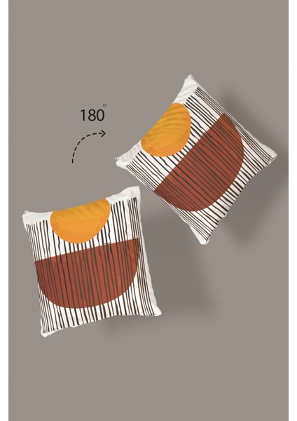 Çift Tarafı Baskılı Modern Desenli Gizli Fermuarlı Yastık Kırlent Kılıfı, K-82-01,