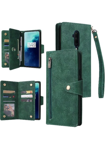 Oneplus 7t Pro Için Kılıf Kart Tutucu Manyetik Deri Fermuar Cüzdan Kapak (Yurt Dışından)