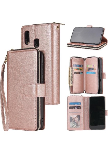 Samsung Galaxy A30/A20 Flip Kapak Kart Tutucu Fermuar Cep Vaka (Yurt Dışından)