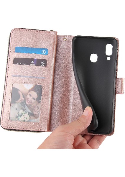 Samsung Galaxy A30/A20 Flip Kapak Kart Tutucu Fermuar Cep Vaka (Yurt Dışından)