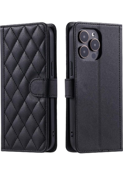 Telefon Kılıfı Için iphone 14 Pro Manyetik El Kayışı Kafes Flip Folio Kart (Yurt Dışından)