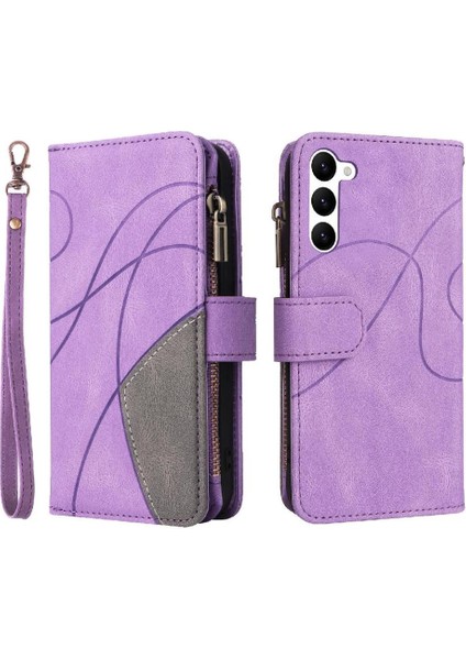 Kart Yuvası Standı ile Samsung Galaxy S23 Iki Renkli Dikiş Için Kılıf (Yurt Dışından)