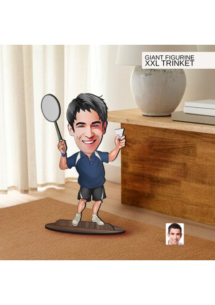 Kişiye Özel Badminton Karikatürlü Büyük Boy Ahşap Biblo-1, Arkadaşa Hediye , Sevgiliye Hediye, Kişiye Özel Biblolar modelleri