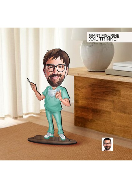 Kişiye Özel Doktor Karikatürlü Büyük Boy Ahşap Biblo-6 Arkadaşa Hediye , Sevgiliye Hediye, Kişiye Özel Biblolar fiyatları
