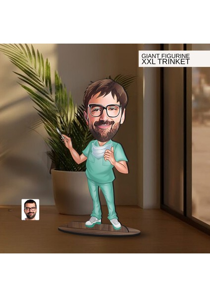 Kişiye Özel Doktor Karikatürlü Büyük Boy Ahşap Biblo-6 Arkadaşa Hediye , Sevgiliye Hediye, Kişiye Özel Biblolar modelleri