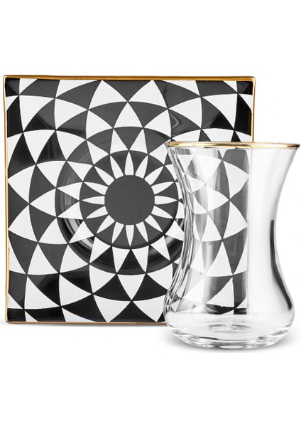 Black Gold Kare 12 Parça 6 Kişilik Çay Seti fırsatları