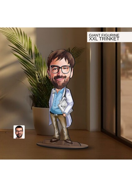 Kişiye Özel Doktor Karikatürlü Büyük Boy Ahşap Biblo-1 Arkadaşa Hediye , Sevgiliye Hediye, Kişiye Özel Biblolar modelleri