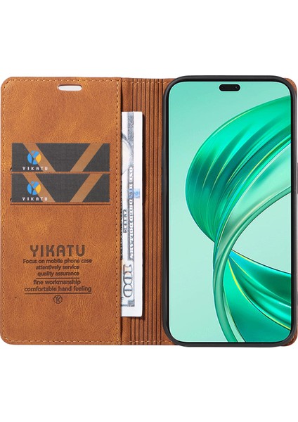 Honor X8B 4g Manyetik Kapanış Deri Kart Yuvaları Kapak (Yurt Dışından)