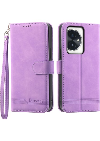Honor 100 5g Hat Dokusu Deri Telefon Kılıfı Stant Cüzdanı (Yurt Dışından)