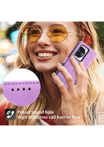 Honor 100 5g Hat Dokusu Deri Telefon Kılıfı Stant Cüzdanı (Yurt Dışından)
