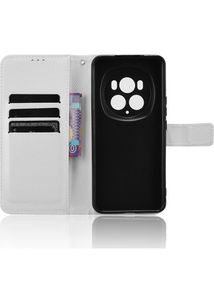 Honor Magic6 Pro 5g Kabuk Deri Elmas Doku Telefon Kapağı Cüzdan Kılıfı (Yurt Dışından)