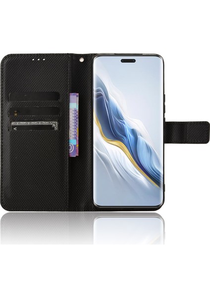 Honor Magic6 Pro 5g Kabuk Deri Elmas Doku Telefon Kapağı Cüzdan Kılıfı (Yurt Dışından)