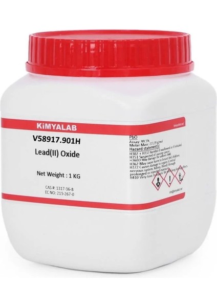 Kurşun Oksit Mürdesenk 1 Kg - Lead II Oxide - Pbo %99,5 - Extra Pure - Sarı - Cas No: 1317-36-8