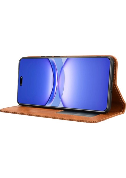 Huawei Nova 12 5g Şok Geçirmez Manyetik Kapanış Pu Deri Deri Stand Cüzdan Kapağı (Yurt Dışından)