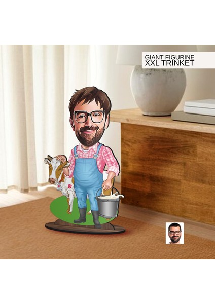 Kişiye Özel Çiftçi Karikatürlü Büyük Boy Ahşap Biblo-1 Arkadaşa Hediye , Sevgiliye Hediye, Kişiye Özel Biblolar fiyatları