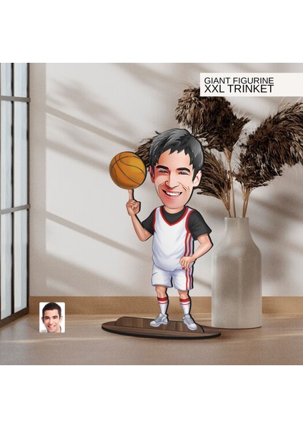 Kişiye Özel Basketbol Karikatürlü Büyük Boy Ahşap Biblo-1, Arkadaşa Hediye , Sevgiliye Hediye, Kişiye Özel Biblolar