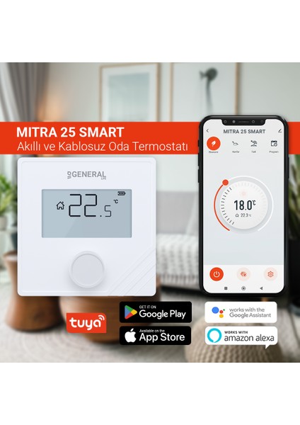 Mıtra 25 Smart Kablosuz Wi-Fi Kontrollü Akıllı Oda Termostatı