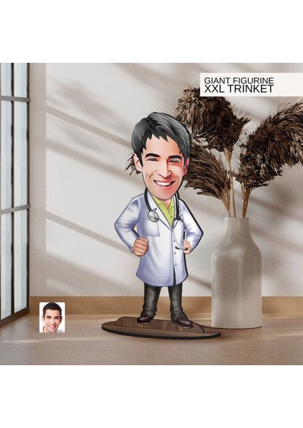 Kişiye Özel Doktor Karikatürlü Büyük Boy Ahşap Biblo-3 Arkadaşa Hediye , Sevgiliye Hediye, Kişiye Özel Biblolar