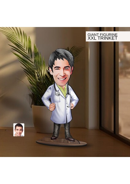 Kişiye Özel Doktor Karikatürlü Büyük Boy Ahşap Biblo-3 Arkadaşa Hediye , Sevgiliye Hediye, Kişiye Özel Biblolar modelleri