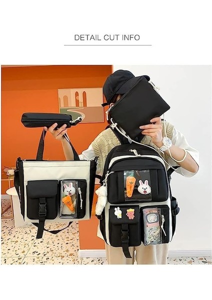 Seyahat Okul Sırt Çantası 4 Parça Set Siyah (Yurt Dışından) fiyatları