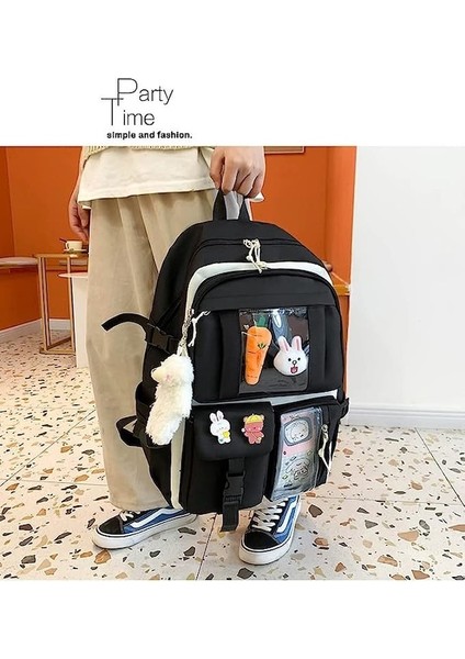 Seyahat Okul Sırt Çantası 4 Parça Set Siyah (Yurt Dışından) indirimleri