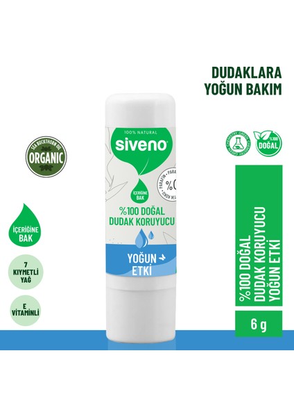 %100 Doğal Dudak Koruyucu Yoğun Etki Bitkisel Lipbalm Krem Nemlendirici Parlatıcı Onarıcı 6 G