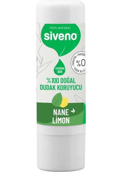 Doğal Dudak Koruyucu Nane & Limon Bitkisel Lipbalm Krem Nemlendirici Parlatıcı Onarıcı 6 G