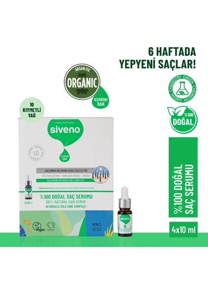 %100 Doğal Onarıcı Yoğunlaştırıcı Bakım Serumu Biberiye Yağlı Yıpranmış Dökülen Saçlara Özel 4x10 ml