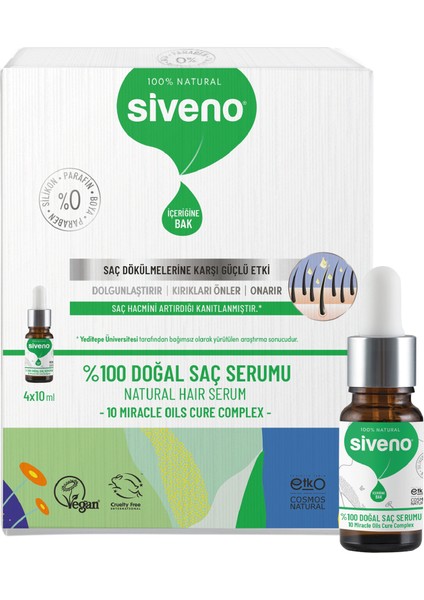 %100 Doğal Onarıcı Yoğunlaştırıcı Bakım Serumu Bitkisel Yıpranmış Ve Dökülen Saçlara Özel 4X10 ml