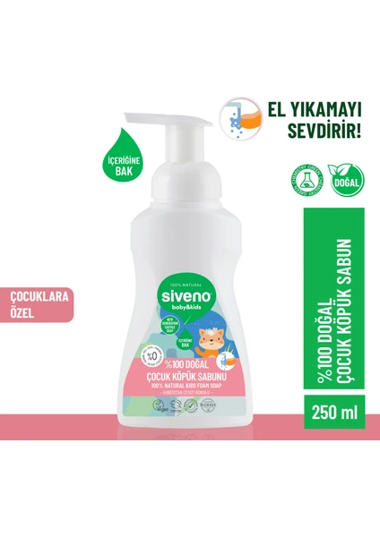 Doğal Zeytinyağlı Çocuk Köpük Kastil Sabun Yoğun Nemlendirici Arındırıcı Bitkisel Vegan 250 ml